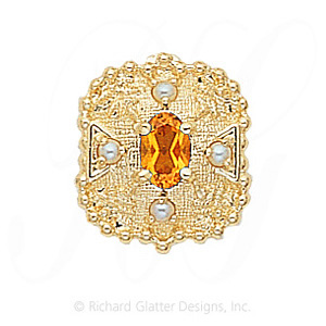 GS340 CIT/PL - 14 Karat Gold Slide with Citrine center and Pearl accents 